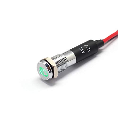 Alpinetech PL8MS 8mm 12V LED Metal Signal Indicator Dash Light - Low Beam