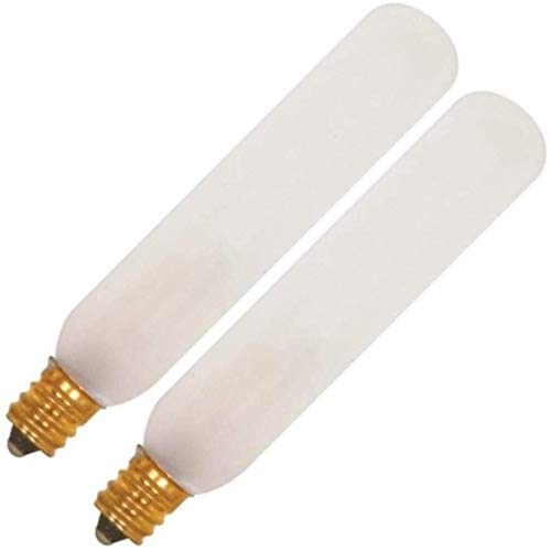 Satco Tubular Incandescent Light Bulb, Frosted Finish, 15W, 120V, E12 Base, Pack of 2