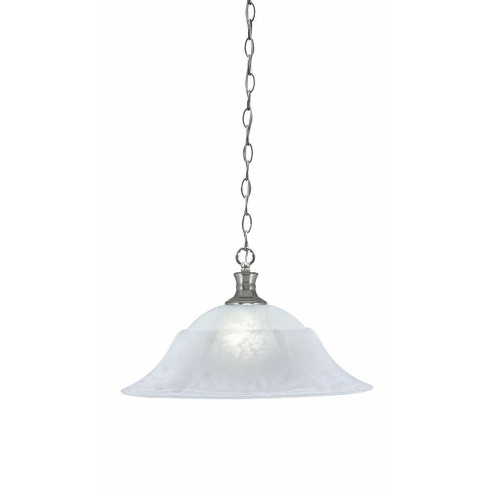 Toltec Lighting 96-BN-53815 Chain - 1 Light Chain Hung Pendant-11.25 Inches Tall and 20 Inches Wide, Finish Color: Brushed Nickel, Glass Color: White Marble