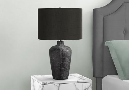 Monarch Specialties 9621 Lighting, Table Lampblack Ceramic, Black Shade, Contemporary Lighting-24 Lamp, 15&quot; L X 15&quot; W X 24&quot; H