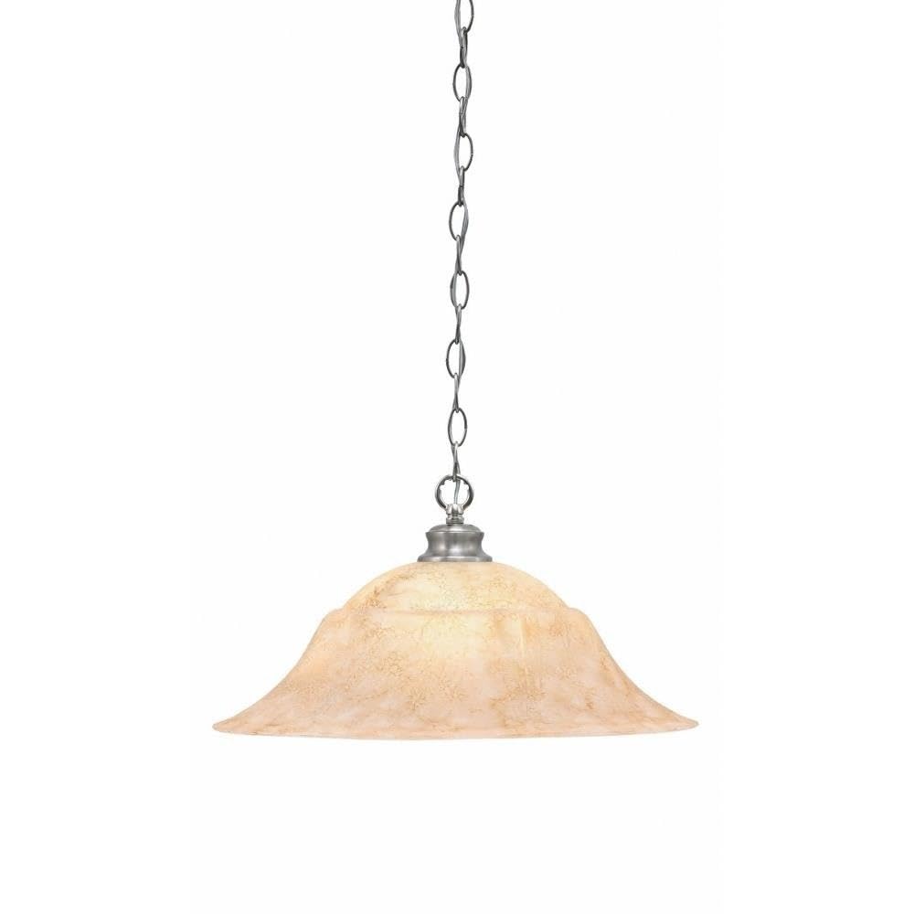 Toltec Lighting 92-BN-53818 Chain - 1 Light Chain Hung Pendant-10.25 Inches Tall and 20 Inches Wide, Finish Color: Brushed Nickel, Glass Color: Italian Marble