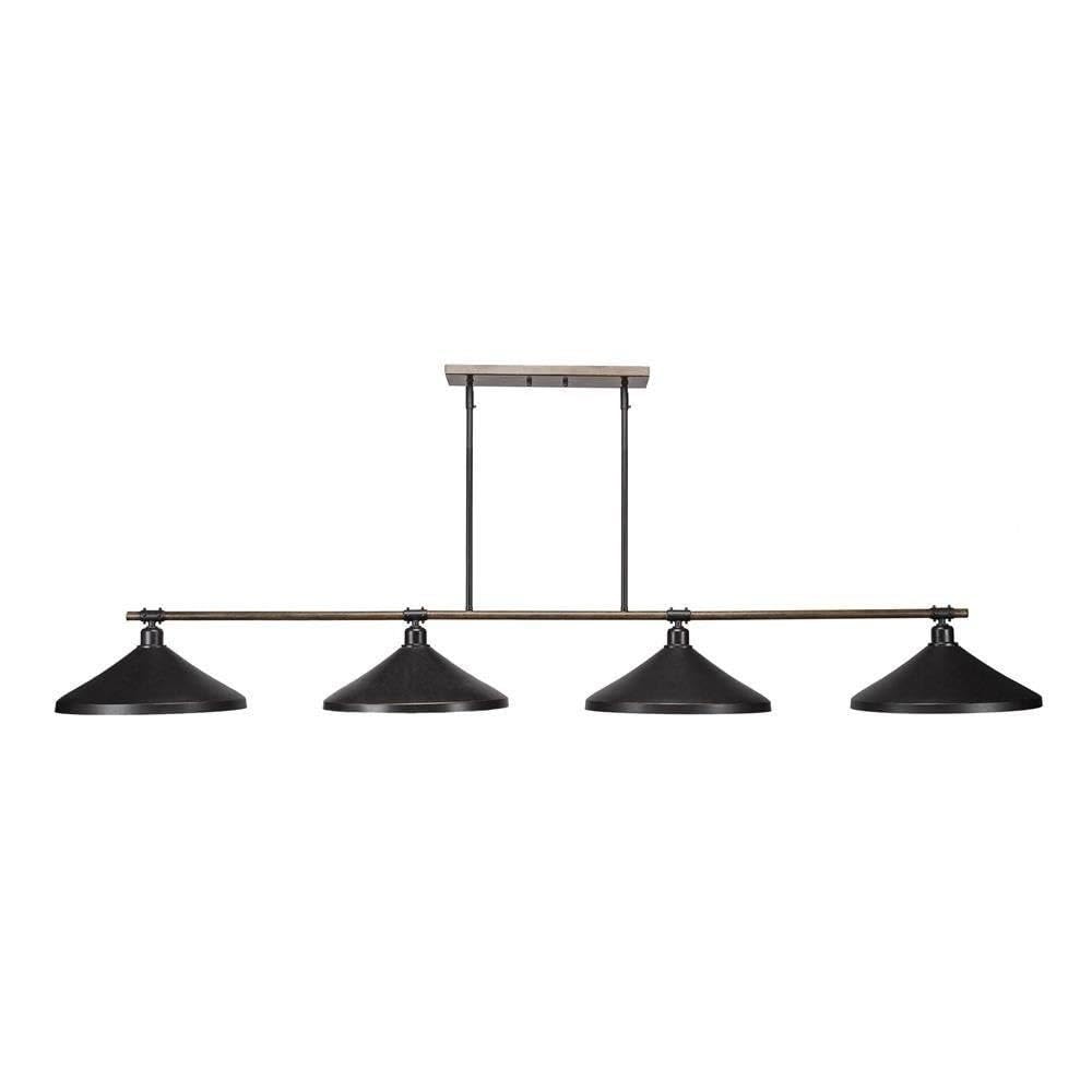 Blacksmith 4 Light Island In Painted Wood-Look & Dark Granite (1744-422-Dg)