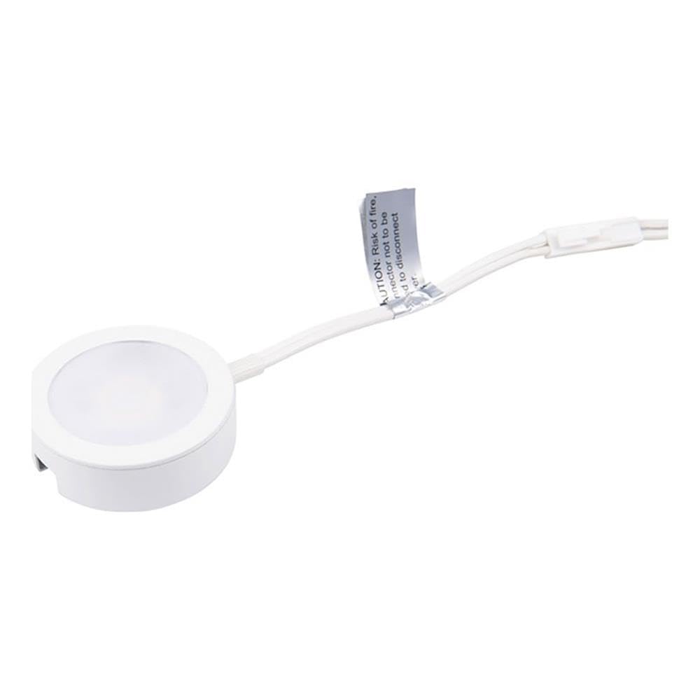 WAC Lighting Single LED Puck Light, 3-CCT 2700K-3500K, 6ft Power Cord, Aluminum, White, Model HR-AC71-CS-WT