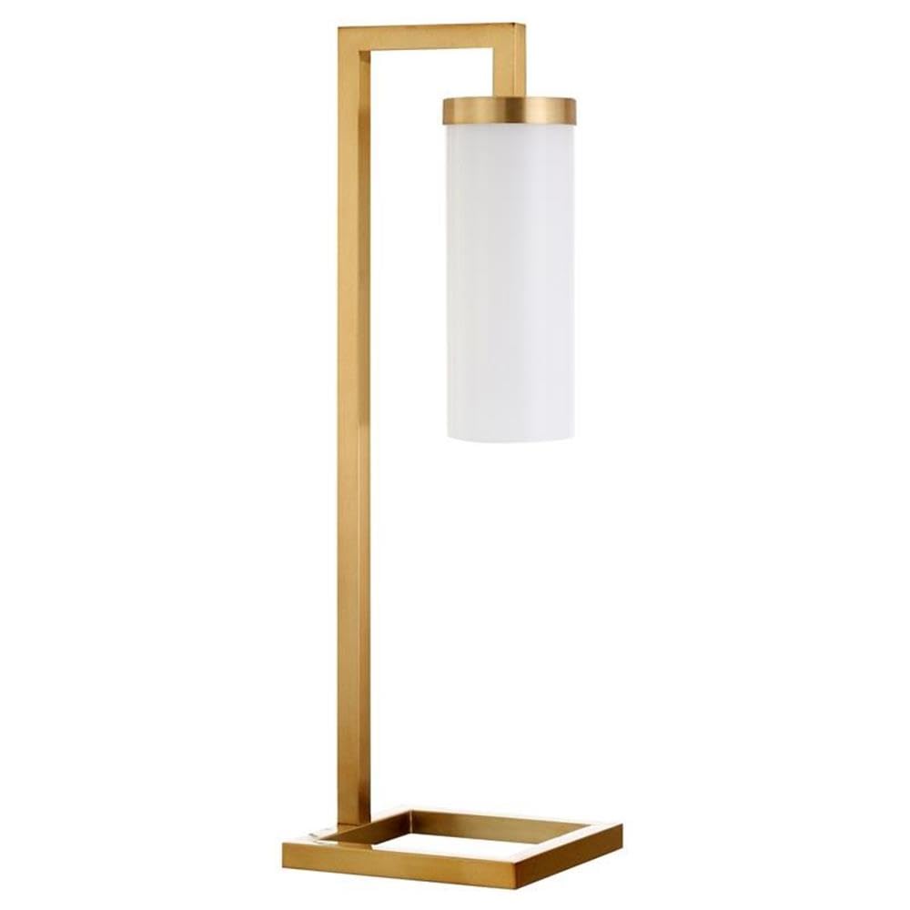 Henn&Hart 26'' Tall Table Lamp With Glass Shade In Brass/White Milk, Lamp, Desk Lamp For Home Or Office