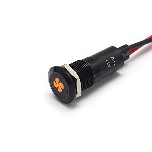 Alpinetech 12V LED Metal Signal Indicator Pilot Dash Light, 12mm, Fan (Yellow)