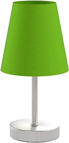 Simple Designs Lt2013-Grn-2Pk Sand Nickel Mini Basic Table Lamp With Fabric Shade 2 Pack Set, Green