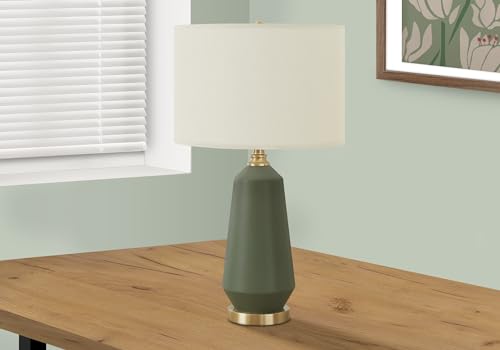 Monarch Specialties I 9624 Lightingtable Lamp, Green Ceramic, Ivory/Cream Shade, Contemporary