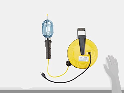 Bayco Sl-851 Professional Series Metal Shield Incandescent Utility Light On 50 Foot Metal Reel, Yellow