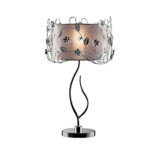Ok Lighting Ok-5121T Silver Crystal Table Lamp, 34&quot; H