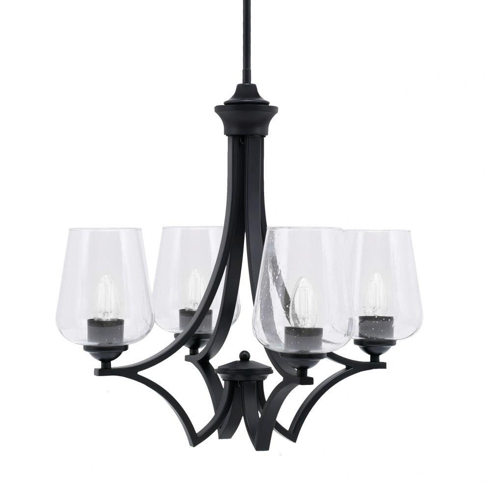 Toltec Lighting 564-Mb-210 Zilo - 4 Light Uplight Chandelier-19.75 Inches Tall And 20.25 Inches Wide, Finish Color: Matte Black, Glass Color: Clear Bubble