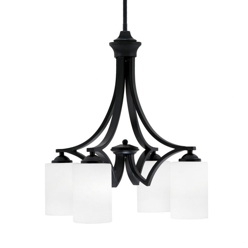 Toltec Lighting 568-Mb-310 Zilo - 4 Light Downlight Chandelier-20.75 Inches Tall And 19 Inches Wide, Finish Color: Matte Black, Glass Color: White Muslin