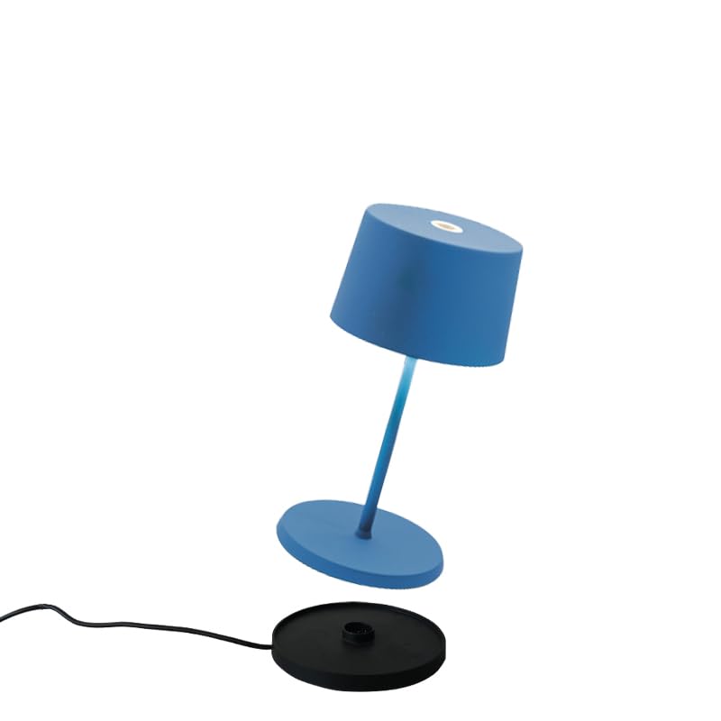 Zafferano Olivia Mini Lamp, Portable Rechargeable Table Lamp, Touch Control, 8.7 Inches, Capri Blue, Model LD0860K4