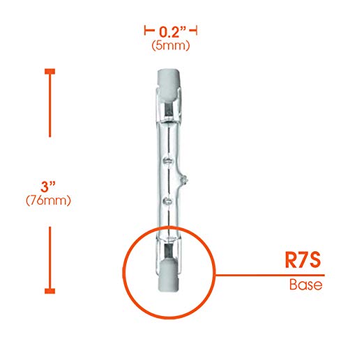 Xtricity T3 J Type Bulb Double Ended Rsc Base Halogen Light Bulbs 75 Watt, 500Lumens, 130V, 2700K Soft White, Dimmable, 78 Mm, (