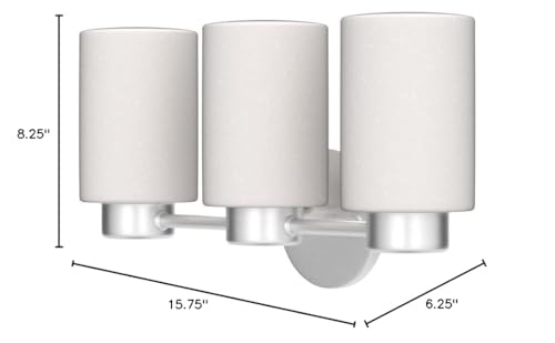 Westinghouse Sylvestre Three-Light Wall Fixture, Brushed Nickel Finish, Frosted Seeded Glass, 3-Light, White, Model 6227900
