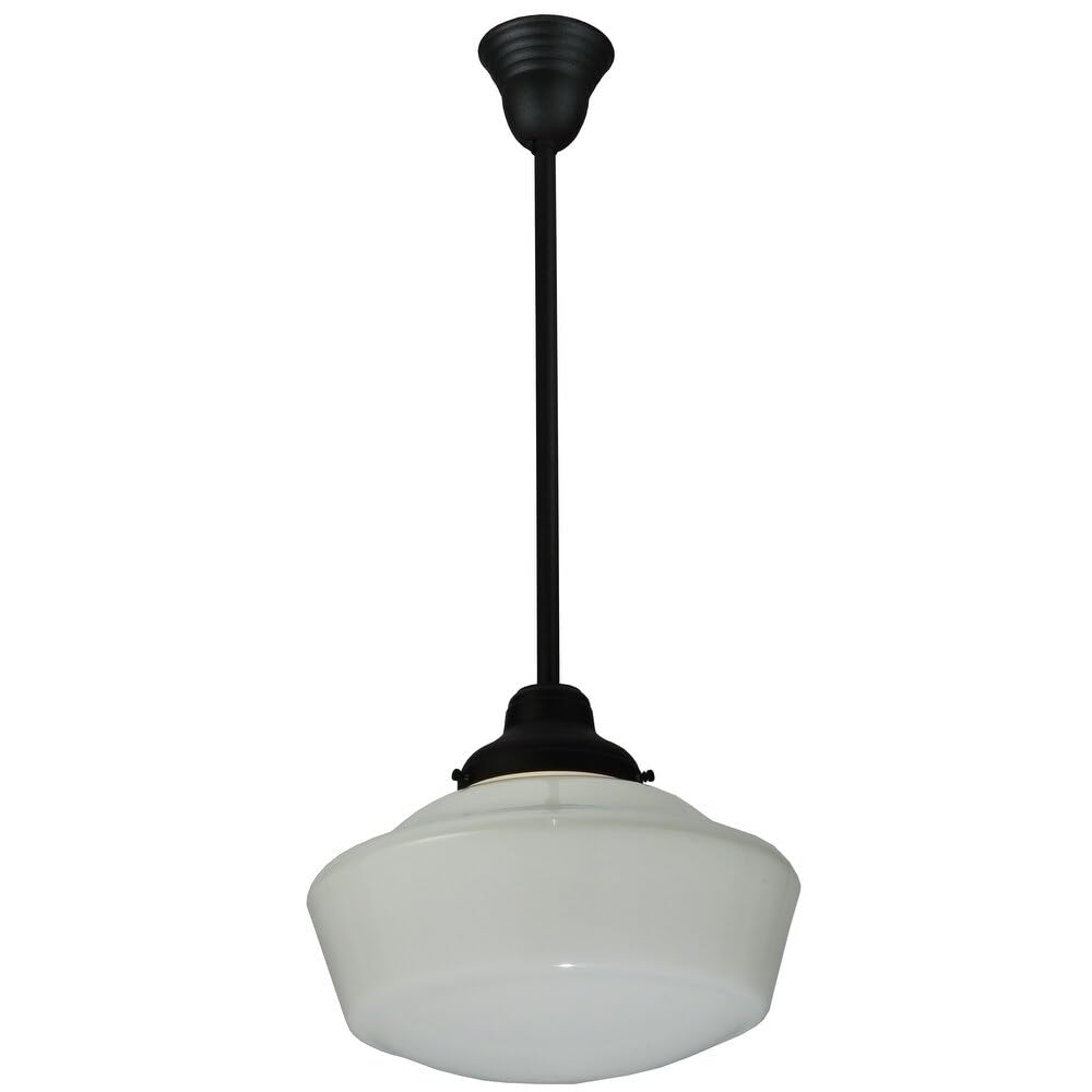 Meyda Tiffany Revival 1-Light Pendant, 16&quot; Width, Black Powdercoat, Metal Finish