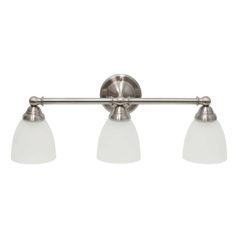 All The Rages 3-Light Vanity Fixture Metal & Glass Brushed Nickel Model LHV-1005-BN