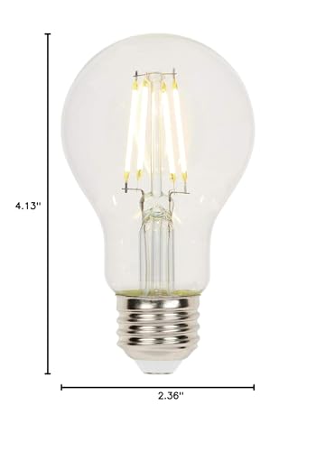 Westinghouse 5316420 4.5 Watt (40 Watt Equivalent) A19 Dimmable Clear Filament Led Light Bulb, Medium Base, 6-Pack
