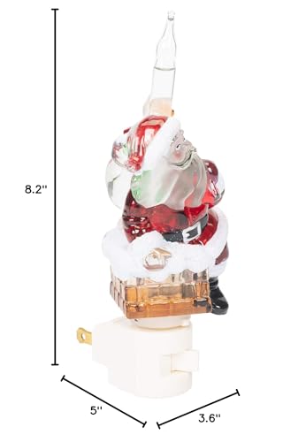 Roman 7 Inch Santa Chimney Bubble Night Light, Festive Red, Acrylic, Model 165320