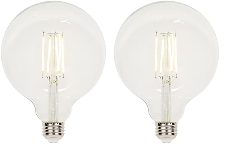 Westinghouse 5317500 6.5 Watt (60 Watt Equivalent) G40 Dimmable Clear Filament LED Light Bulb, Medium Base (Pack of 2)
