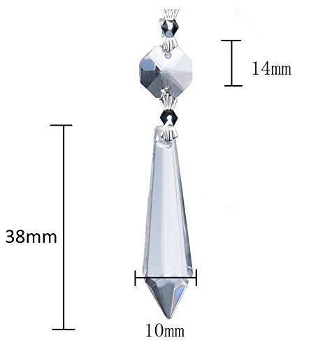 Bronagrand 20Pcs 38Mm Replacement Clear Chandelier Icicle Crystal Prisms Octogan Crystal Bead For Lamp Decoration