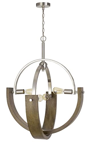 Cal Lighting Fx-3741-4 Transitional Four Light Chandelier From Rauma Collection In Pewter, Nickel, Silver Finish, 28.00 Inches