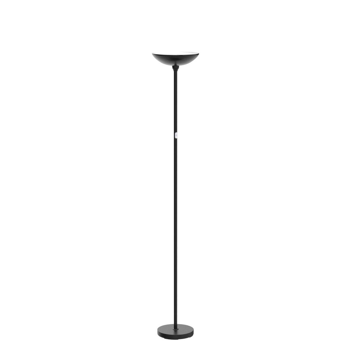 BoostArea LED Torchiere Floor Lamp, 20W 2000LM, Dimmable Touch Control, 3000K, Metal, Black, Model B0501