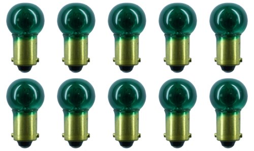 CEC Industries 1895G Green Bulbs, 14V, 3.78W, BA9s Base, G-4.5 Shape, Box of 10