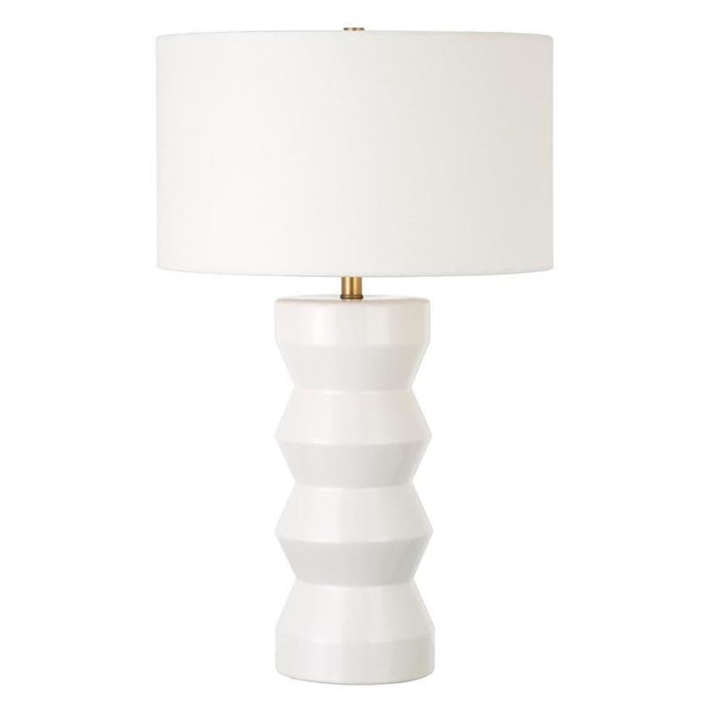 Carlin 28 Tall Ceramic Table Lamp with Fabric Shade in Matte White/White