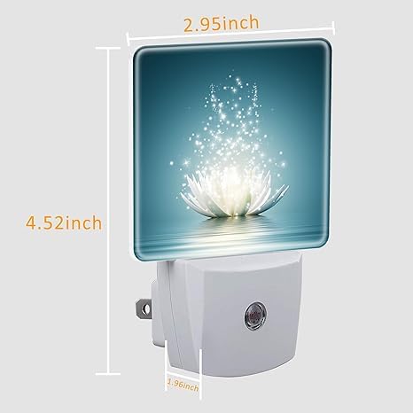 White Lotus Flower Plug-In Led Night Light,Lotus Flower On Water Auto Dusk To Dawn Sensor Nightlights Plug Into Wall,White Energ