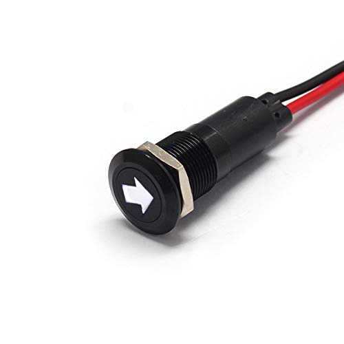 Alpinetech 12V LED Metal Signal Indicator Pilot Dash Light, 12mm, Single Arrow