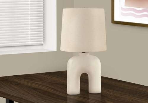 Monarch Specialties I 9728 Lightingtable Lamp, Cream Resin, Beige Shade, Modern