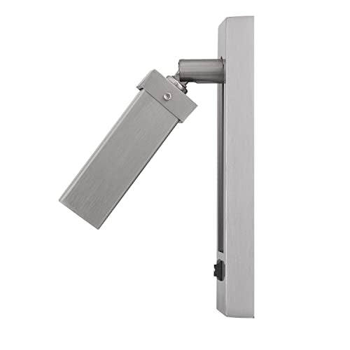 Cal Adjustable Bedside Wall Mount Light, Brushed Steel, Metal, 6inx6.25inx2.25in, Model LA-8046