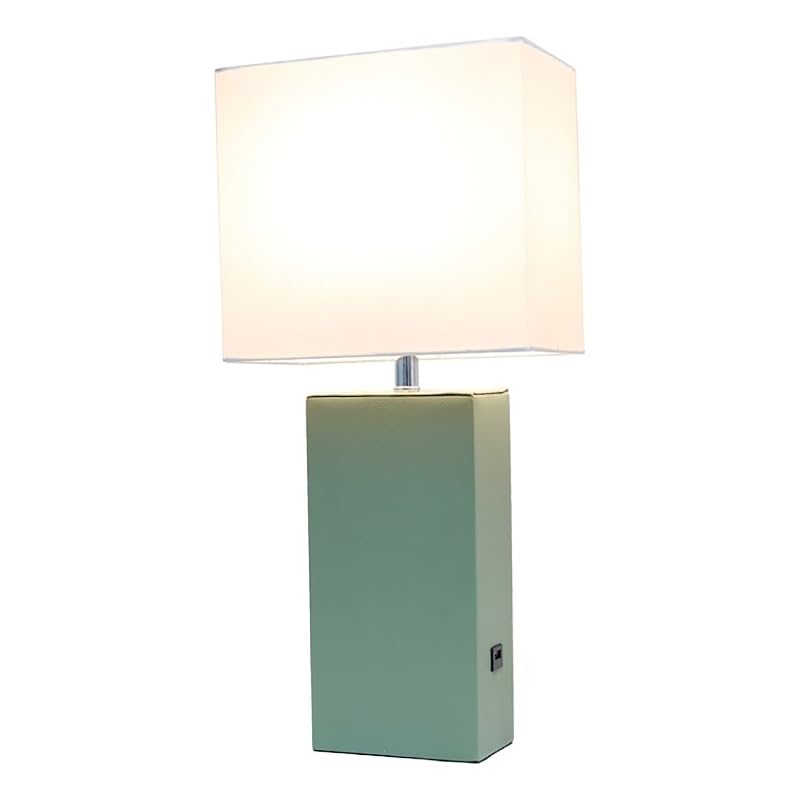 All The Rages Lexington Table Lamp, Wood, USB Port, Green, Model LHT-3012-SG