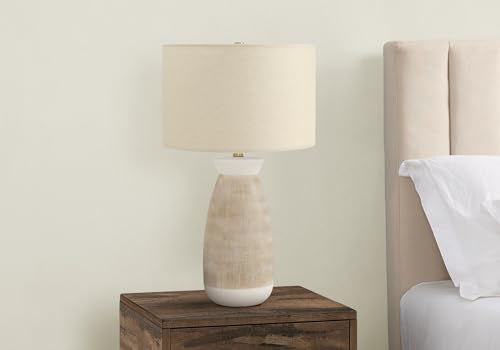 Monarch Specialties I 9724 Lightingtable Lamp, Cream Ceramic, Beige Shade, Contemporary