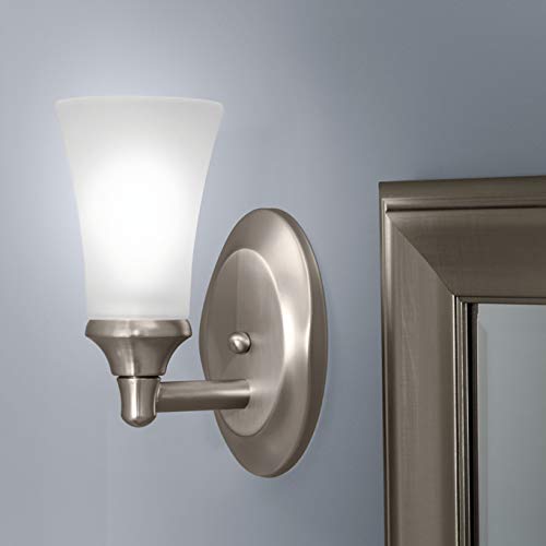 Moen Yb2861Bn Eva 1-Light Dual-Mount Bath Bathroom Vanity Fixture With Frosted Glass, Brushed Nickel
