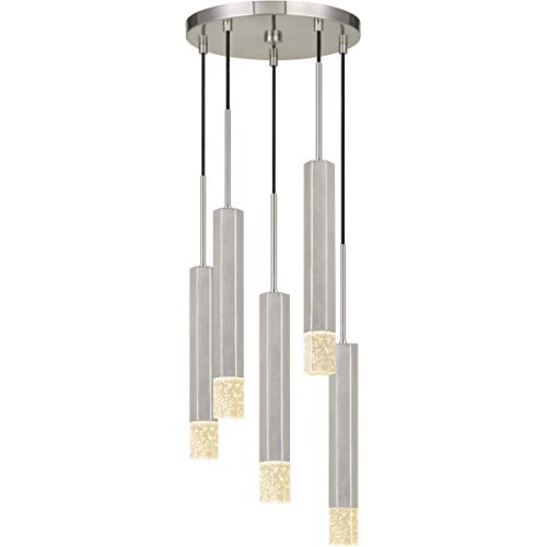 Cal Lighting Fx-3723-5P-Bs Transitional Led Pendant From Led Pendant Collection In Pewter, Nickel, Silver Finish, 12.50 Inches