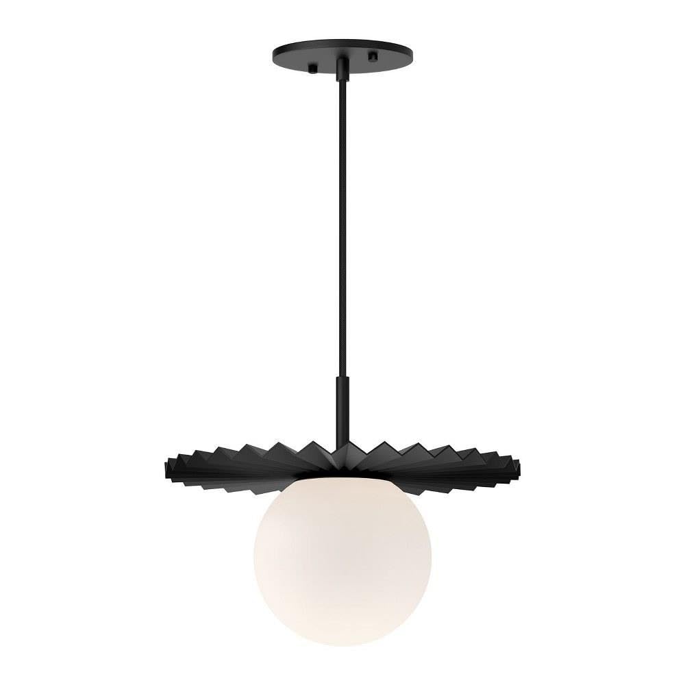 Alora Mood PD501212MBOP Plume Pendant, Matte Black/Opal Matte Glass