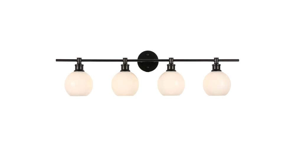 Living District Indoor Modern Home Decorative Bright Ceiling Collier 4 Light Black and Frosted White Glass Wall Sconce