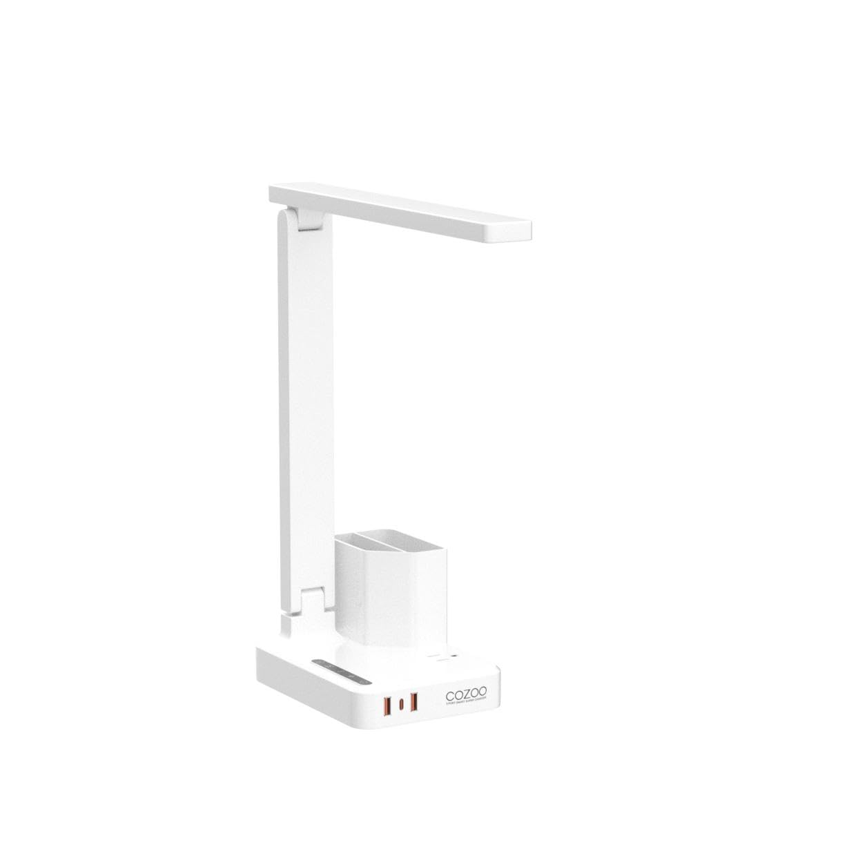 COZOO LED Desk Lamp with 2 USB Ports, Type C, 1 AC Outlet, 3 Color Temperatures, Touch Control, White