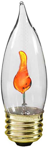 Creative Hobbies 3 Watt Flicker Flame Light Bulb - Flame Shaped, Flickering Orange Glow For Unique Ambience - E26 Standard Base,