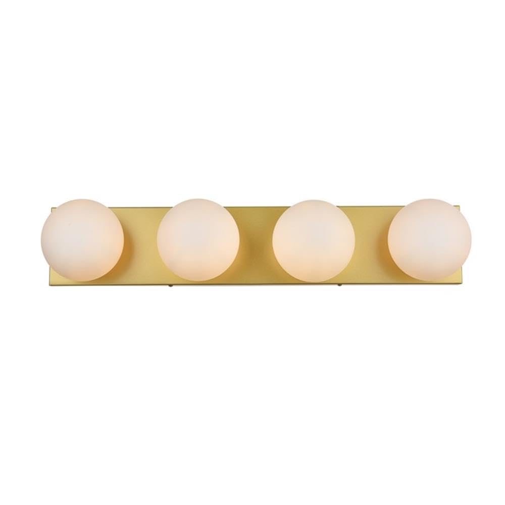 Living District Jaylin 4-Light Iron & Glass Bath Sconce in Brass/Frosted White