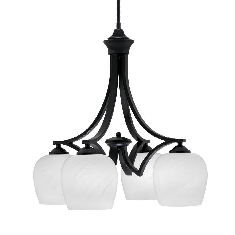 Toltec Lighting 568-Mb-4811 Zilo - 4 Light Downlight Chandelier-20.75 Inches Tall And 21.25 Inches Wide, Finish Color: Matte Black, Glass Color: White Marble