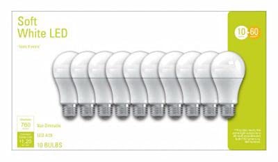 Ge 10W Soft White A19 Led Light Bulb, Frost, Pack Of 10 - Energy Efficient Lighting