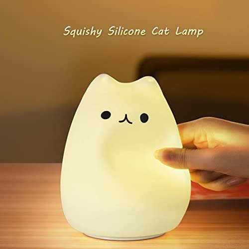 ZKLiLi Cat Night Light, USB Rechargeable Cute Cat Lamp with Warm White & 7-Color Modes, Celebrity Cat Color