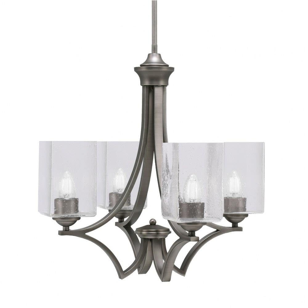 Toltec Lighting 564-Gp-530 Zilo - 4 Light Uplight Chandelier-19.75 Inches Tall And 19 Inches Wide, Finish Color: Graphite, Glass Color: Clear Bubble