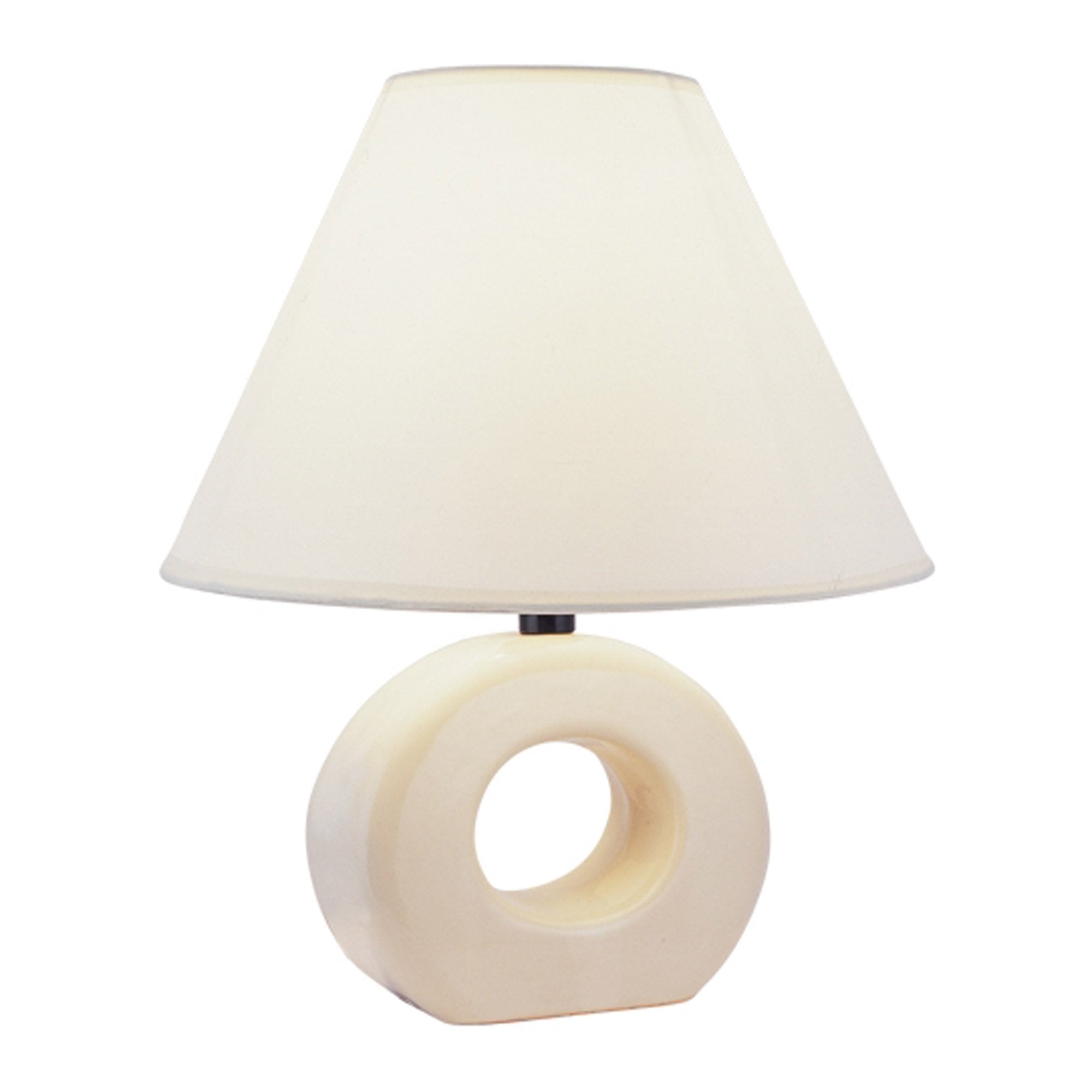 Ore International 624 12-Inch Ceramic Table Lamp, Ivory With Coolie Lamp Shade
