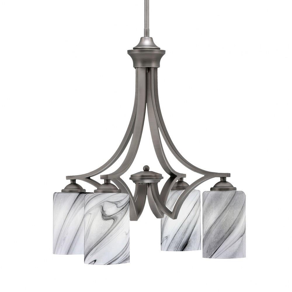 Toltec Lighting 568-Gp-3009 Zilo - 4 Light Downlight Chandelier-20.75 Inches Tall And 19 Inches Wide, Finish Color: Graphite, Glass Color: Onyx Swirl