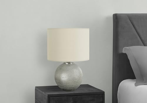 Monarch Specialties 9653 Lightingtable Lamp, Grey Resin, Ivory/Cream Shade, Modern Lighting-19 H Table, 12&quot; L X 12&quot; W X 18.5&quot; H