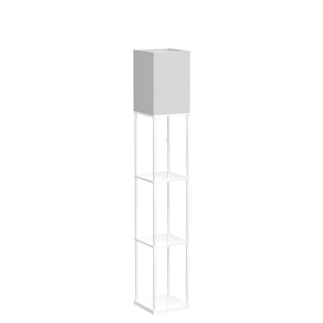 SUNMORY Shelf Floor Lamp with 3-Way Dimmable LED Bulb, Modern Wood Design, White Shade, Model L010401