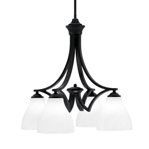 Toltec Lighting 568-Mb-4761 Zilo - 4 Light Downlight Chandelier-20.75 Inches Tall And 21.5 Inches Wide, Finish Color: Matte Black, Glass Color: White Marble